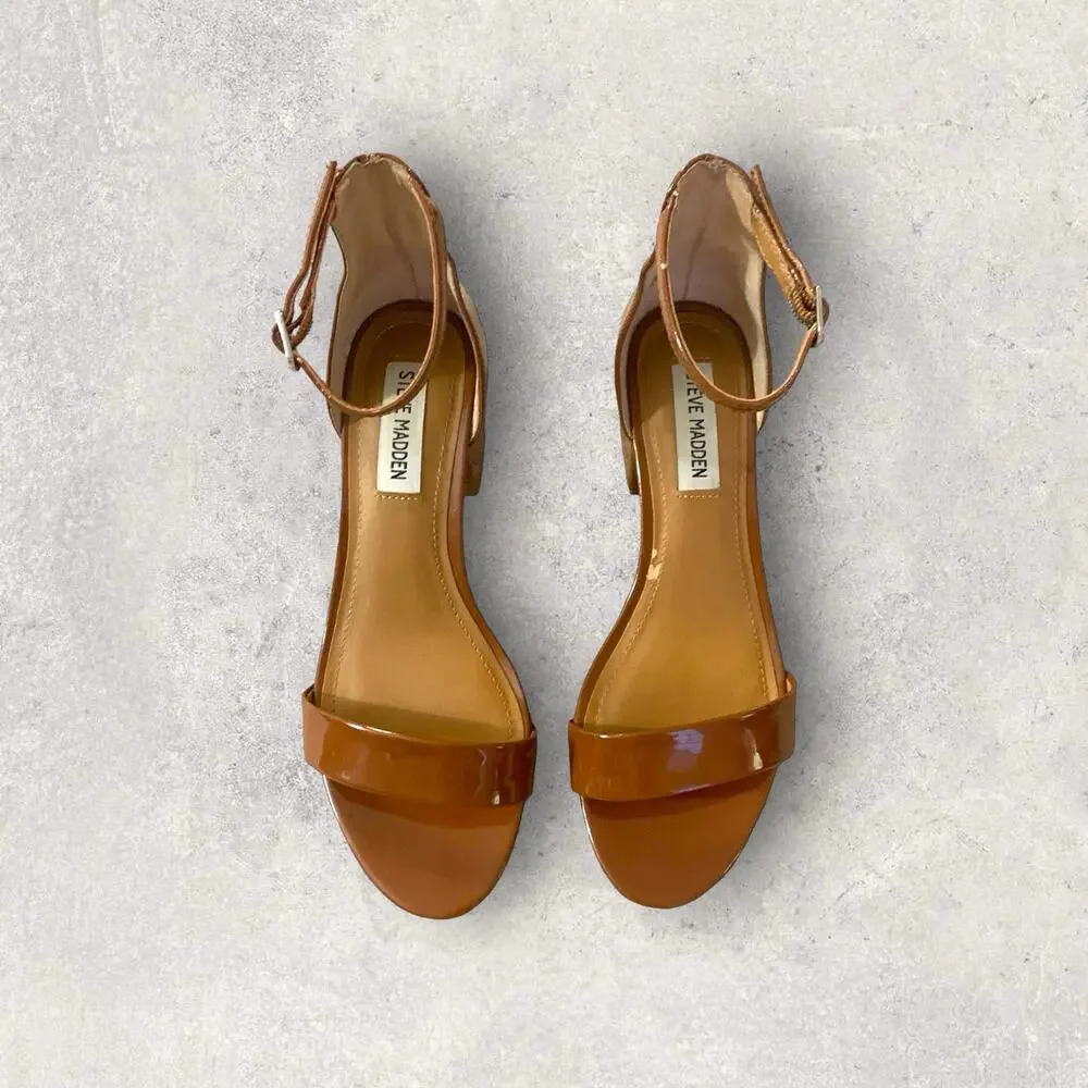 Steve Madden Irenee Cognac Patent Sandals | Size 7 - Picture 3 of 6